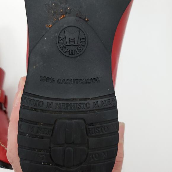 MEPHISTO Leather Idellia Red Comfort Mocassin Loafers Square Toe Shoes - Picture 12 of 12